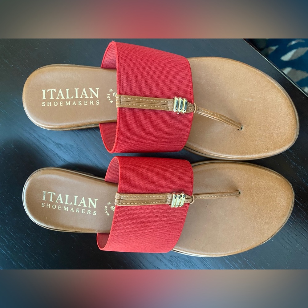Italian Shoemaker sandals in red. 9.5.